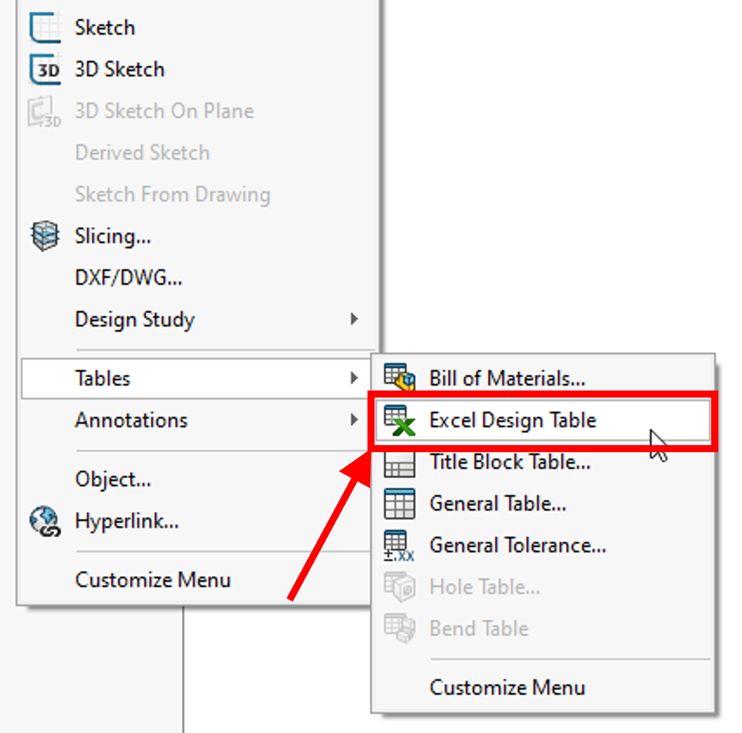 select design table